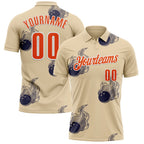 Custom City Cream Orange-White Fire Bowling Ball Performance Polo Shirt photo 1