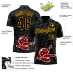 Custom Black Brown-Yellow Bowling Ball And Pins Strike Performance Polo Shirt photo 3