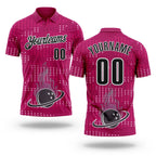 Custom Hot Pink Black-White Fire Bowling Ball Performance Polo Shirt