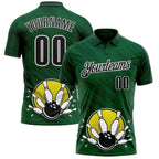 Custom Green Black-White Bowling Ball And Pins Strike Performance Polo Shirt photo 1