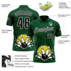 Custom Green Black-White Bowling Ball And Pins Strike Performance Polo Shirt photo 3