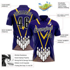 Custom Royal Black-White Bowling Pins Performance Polo Shirt photo 3