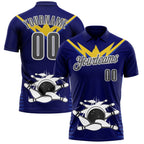 Custom Royal Steel Gray-White Bowling Ball And Pins Strike Performance Polo Shirt photo 1