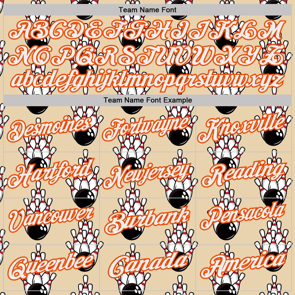 Custom City Cream White-Orange Bowling Ball And Pins Strike Performance Polo Shirt photo 2