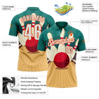 Custom Teal White City Cream-Orange Bowling Ball And Pins Strike Performance Polo Shirt photo 3