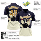 Custom Dark Purple Old Gold Cream-White Bowling Ball And Pins Strike Performance Polo Shirt photo 3