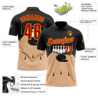 Custom Black Red Vegas Gold-Yellow Bowling Ball And Pins Performance Polo Shirt photo 3