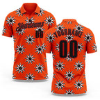 Custom Orange Black-Red Bowling Ball And Pins Strike Performance Polo Shirt