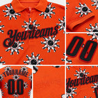 Custom Orange Black-Red Bowling Ball And Pins Strike Performance Polo Shirt detail
