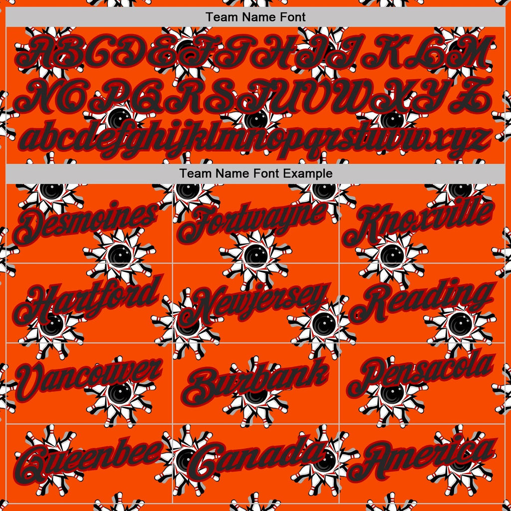 Custom Orange Black-Red Bowling Ball And Pins Strike Performance Polo Shirt photo 3
