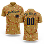 Custom Old Gold Navy-Gold Bowling Ball Performance Polo Shirt