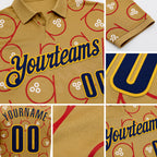 Custom Old Gold Navy-Gold Bowling Ball Performance Polo Shirt detail