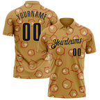 Custom Old Gold Navy-Gold Bowling Ball Performance Polo Shirt photo 1