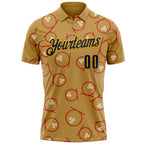 Custom Old Gold Navy-Gold Bowling Ball Performance Polo Shirt photo 2