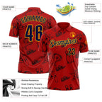 Custom Red Navy-Gold Bowling Ball And Pins Strike Performance Polo Shirt photo 3