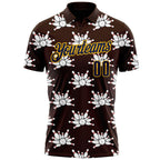 Custom Brown Navy-Gold Bowling Ball And Pins Strike Performance Polo Shirt photo 2