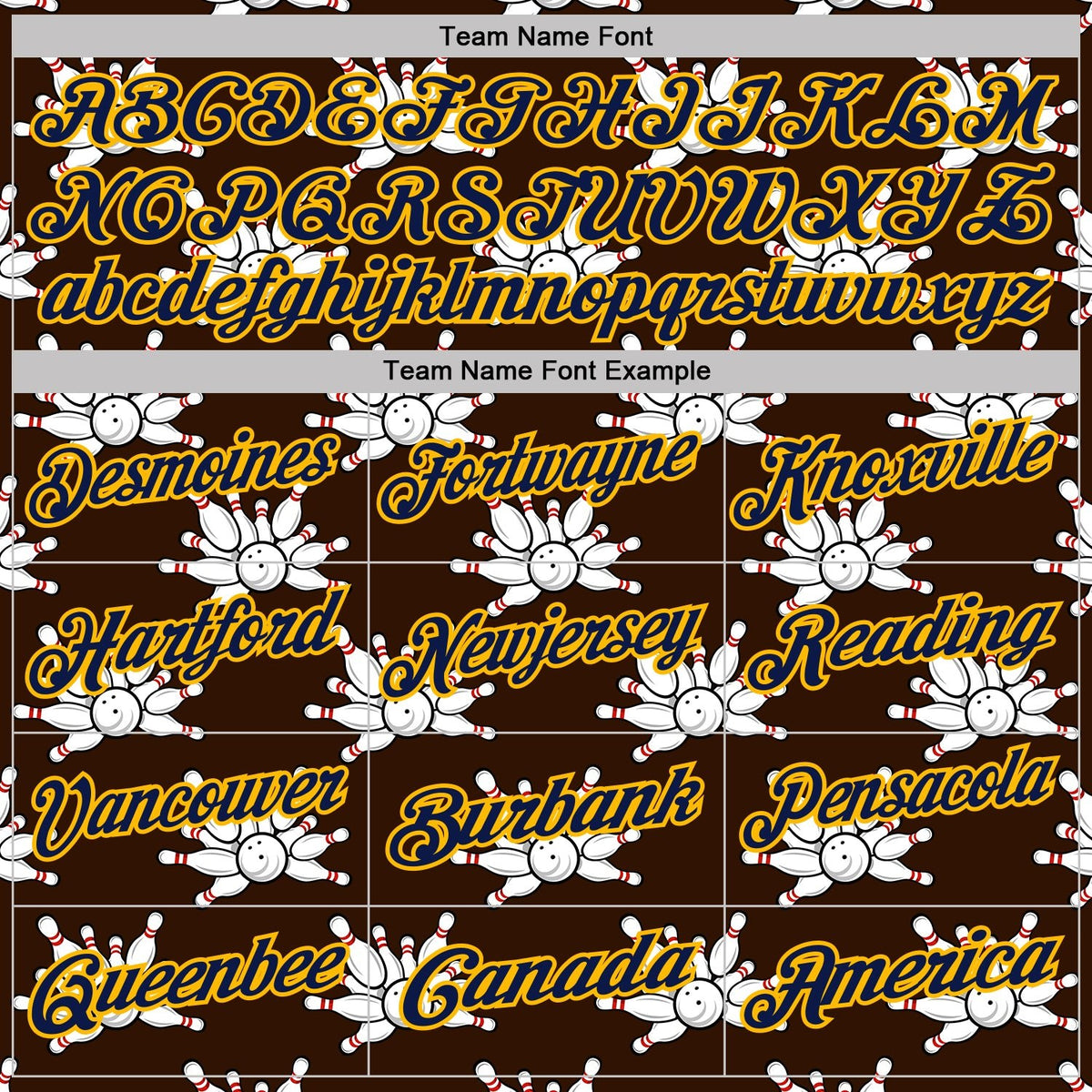 Custom Brown Navy-Gold Bowling Ball And Pins Strike Performance Polo Shirt photo 3