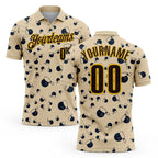 Custom City Cream Brown-Gold Bowling Ball And Pins Strike Performance Polo Shirt