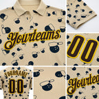Custom City Cream Brown-Gold Bowling Ball And Pins Strike Performance Polo Shirt detail