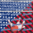 Custom Royal Red Black-White Patriotic American Flag Bowling Ball And Pins Strike Performance Polo Shirt photo 4