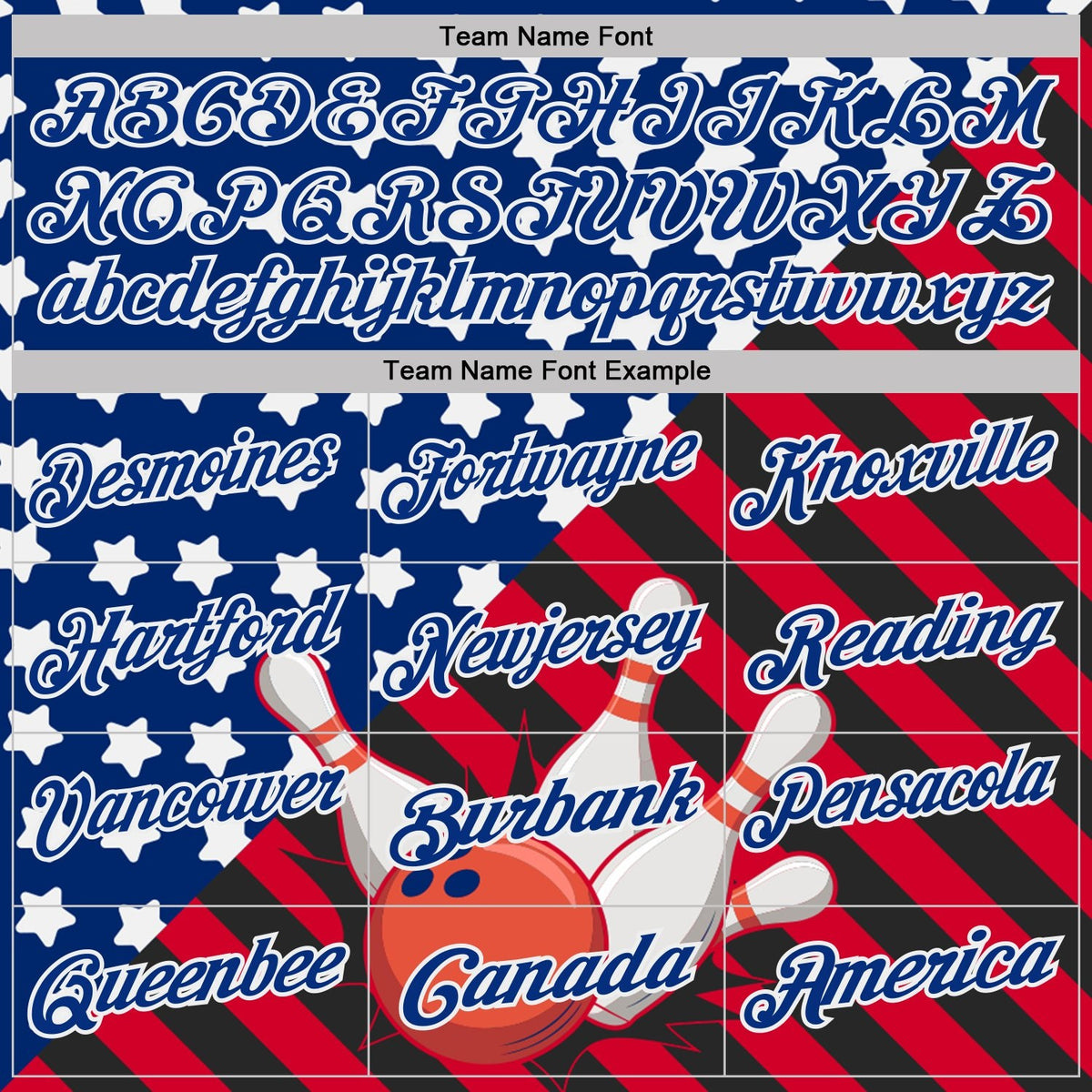 Custom Royal Red Black-White Patriotic American Flag Bowling Ball And Pins Strike Performance Polo Shirt photo 4