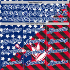 Custom Royal Red Black-White Patriotic American Flag Bowling Ball And Pins Strike Performance Polo Shirt photo 4