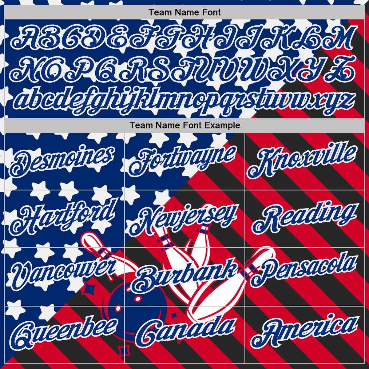 Custom Royal Red Black-White Patriotic American Flag Bowling Ball And Pins Strike Performance Polo Shirt photo 4