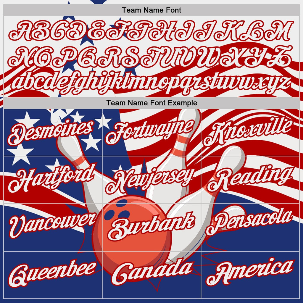 Custom White Royal-Red Patriotic American Flag Bowling Ball And Pins Strike Performance Polo Shirt photo 4