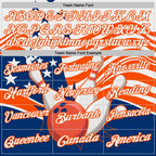 Custom White US Navy Blue-Orange Patriotic American Flag Bowling Ball And Pins Strike Performance Polo Shirt photo 4