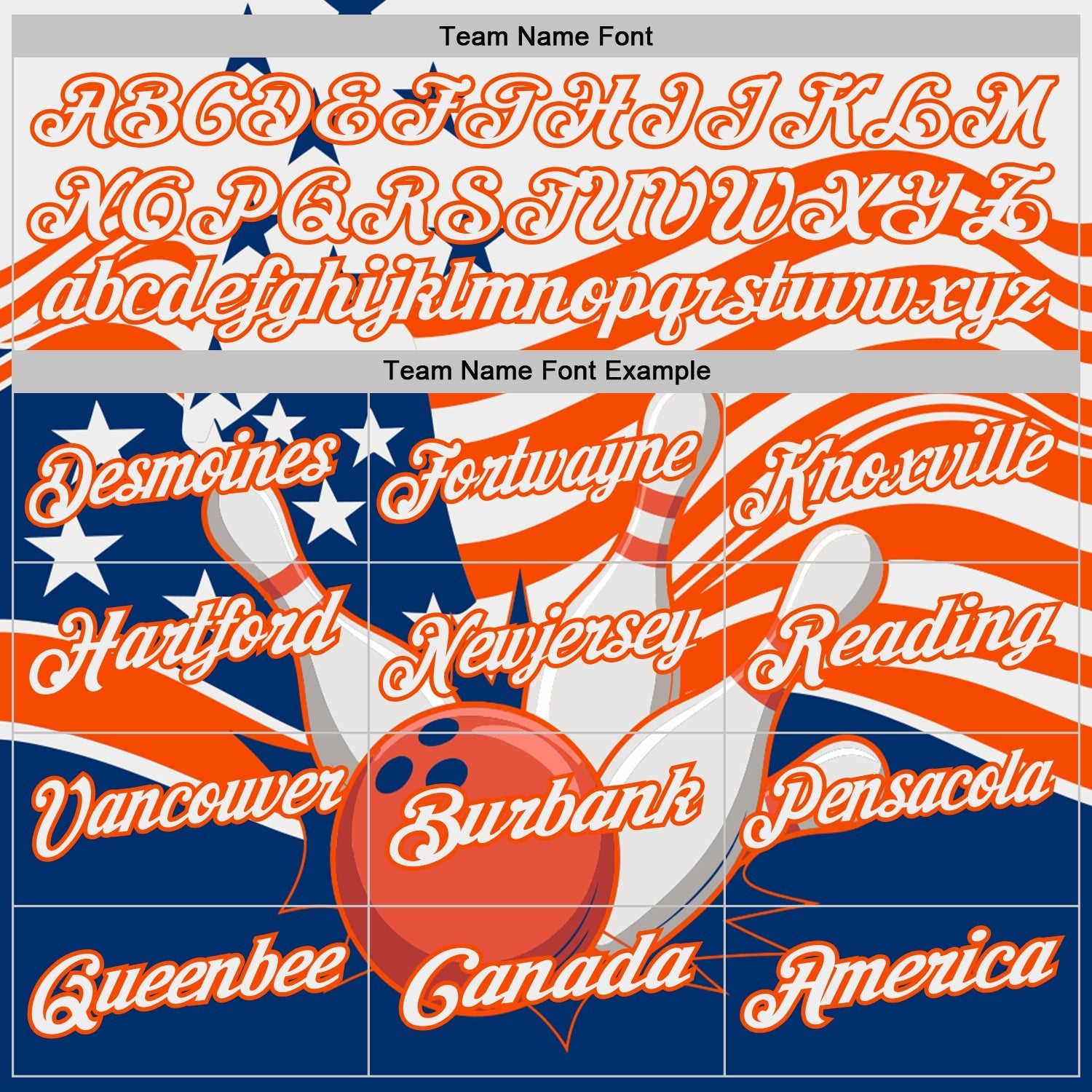 Custom White US Navy Blue-Orange Patriotic American Flag Bowling Ball And Pins Strike Performance Polo Shirt photo 4