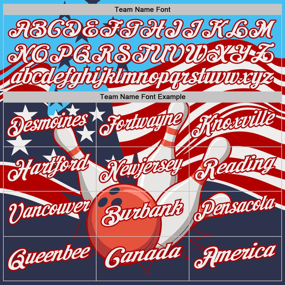 Custom Sky Blue White Navy-Red Patriotic American Flag Bowling Ball And Pins Strike Performance Polo Shirt photo 4