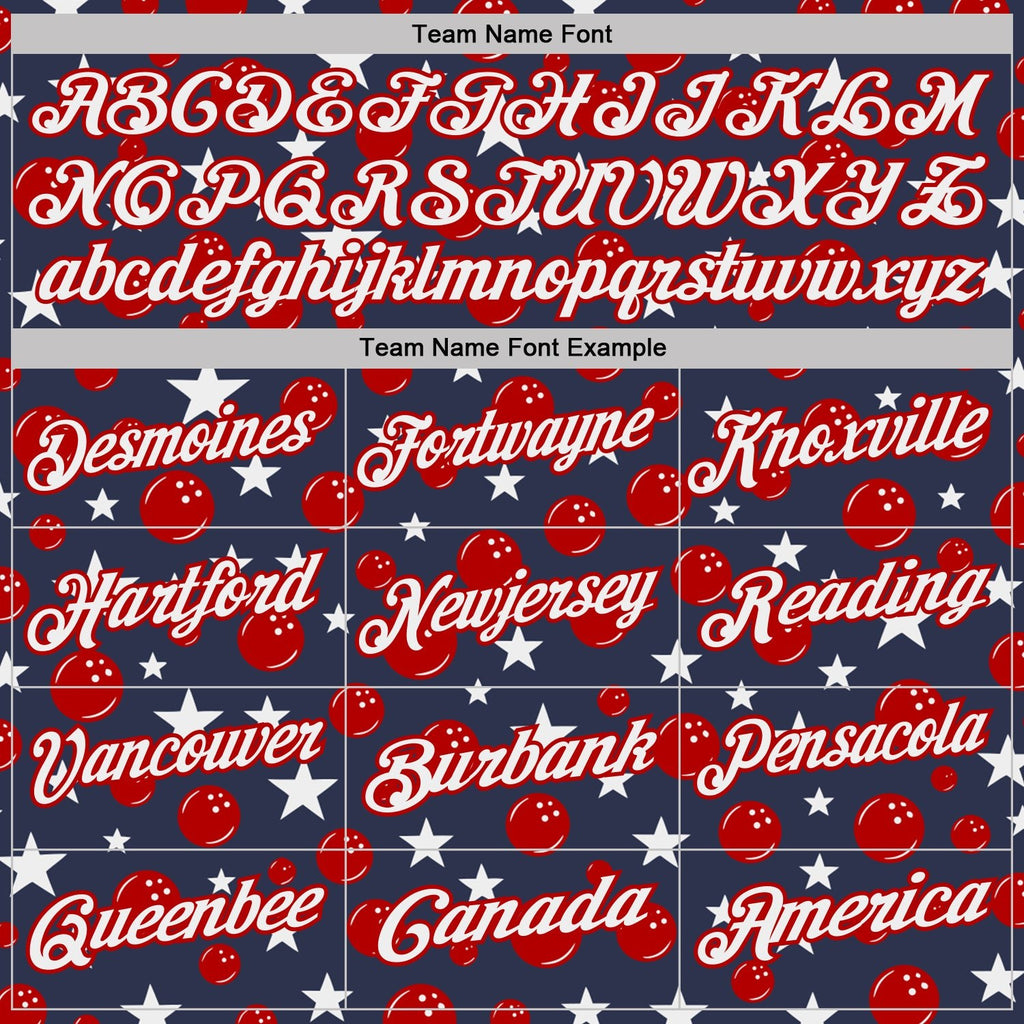 Custom Navy White-Red Patriotic Stars Bowling Balls Performance Polo Shirt photo 4