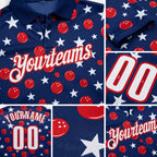 Custom Royal White-Red Patriotic Stars Bowling Balls Performance Polo Shirt detail