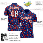 Custom Royal White-Red Patriotic Stars Bowling Balls Performance Polo Shirt photo 3