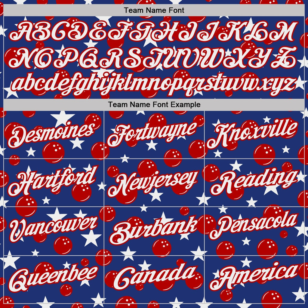 Custom Royal White-Red Patriotic Stars Bowling Balls Performance Polo Shirt photo 4