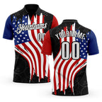 Custom Black White Royal-Red Patriotic American Flag Bowling Balls Performance Polo Shirt