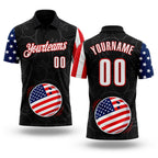 Custom Black White Royal-Red Patriotic American Flag Bowling Balls Performance Polo Shirt
