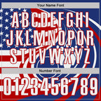 Custom Royal White-Red Patriotic American Flag Bowling Ball And Pins Performance Polo Shirt photo 5