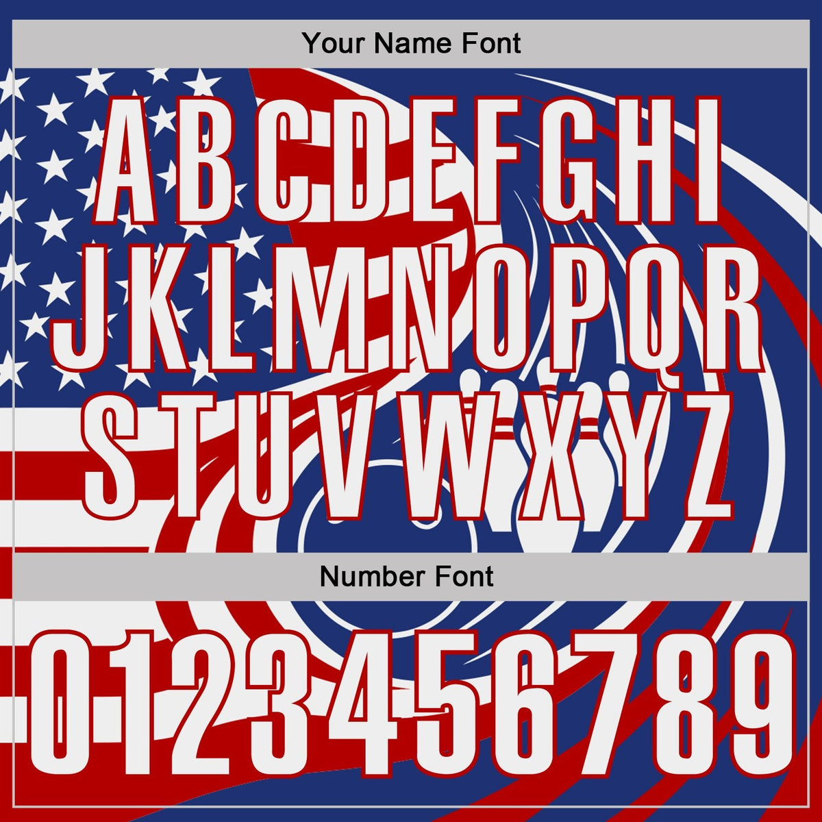 Custom Royal White-Red Patriotic American Flag Bowling Ball And Pins Performance Polo Shirt photo 5
