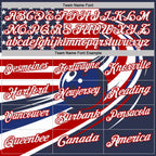 Custom Navy White Royal-Red Patriotic American Flag Bowling Ball Performance Polo Shirt photo 4