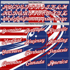 Custom Royal White-Red Patriotic American Flag Bowling Ball Performance Polo Shirt photo 4