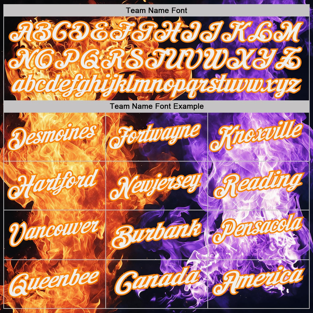 Custom Black White Purple-Bay Orange Flame Split Fire Performance Polo Shirt photo 4