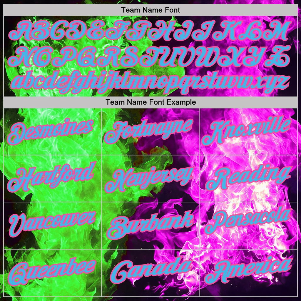 Custom Black Pink Hot Pink Green-Sky Blue Flame Split Fire Performance Polo Shirt photo 3
