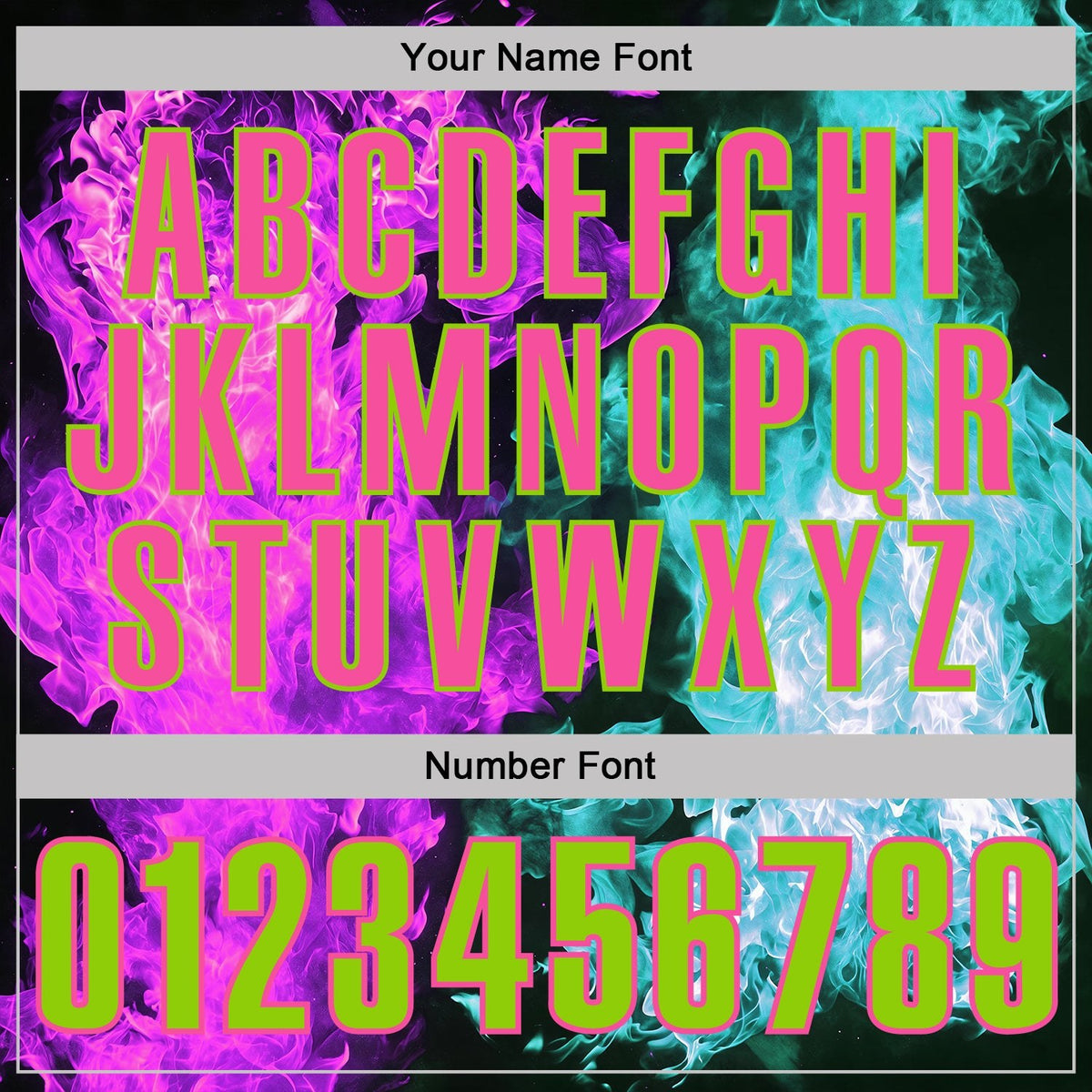Custom Black Neon Green Ice Blue Purple-Pink Flame Split Fire Performance Polo Shirt photo 3