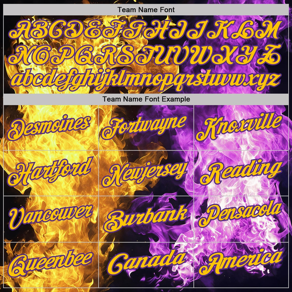 Custom Black Purple-Yellow Flame Split Fire Performance Polo Shirt photo 3