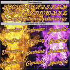 Custom Black Purple-Yellow Flame Split Fire Performance Polo Shirt photo 3