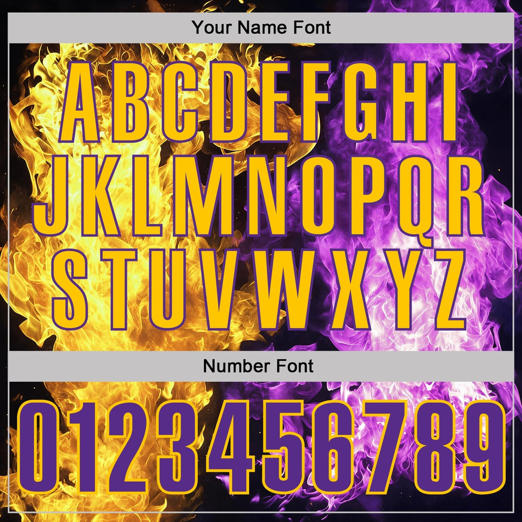 Custom Black Purple-Yellow Flame Split Fire Performance Polo Shirt photo 4
