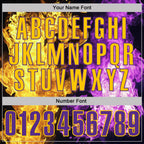 Custom Black Purple-Yellow Flame Split Fire Performance Polo Shirt photo 4