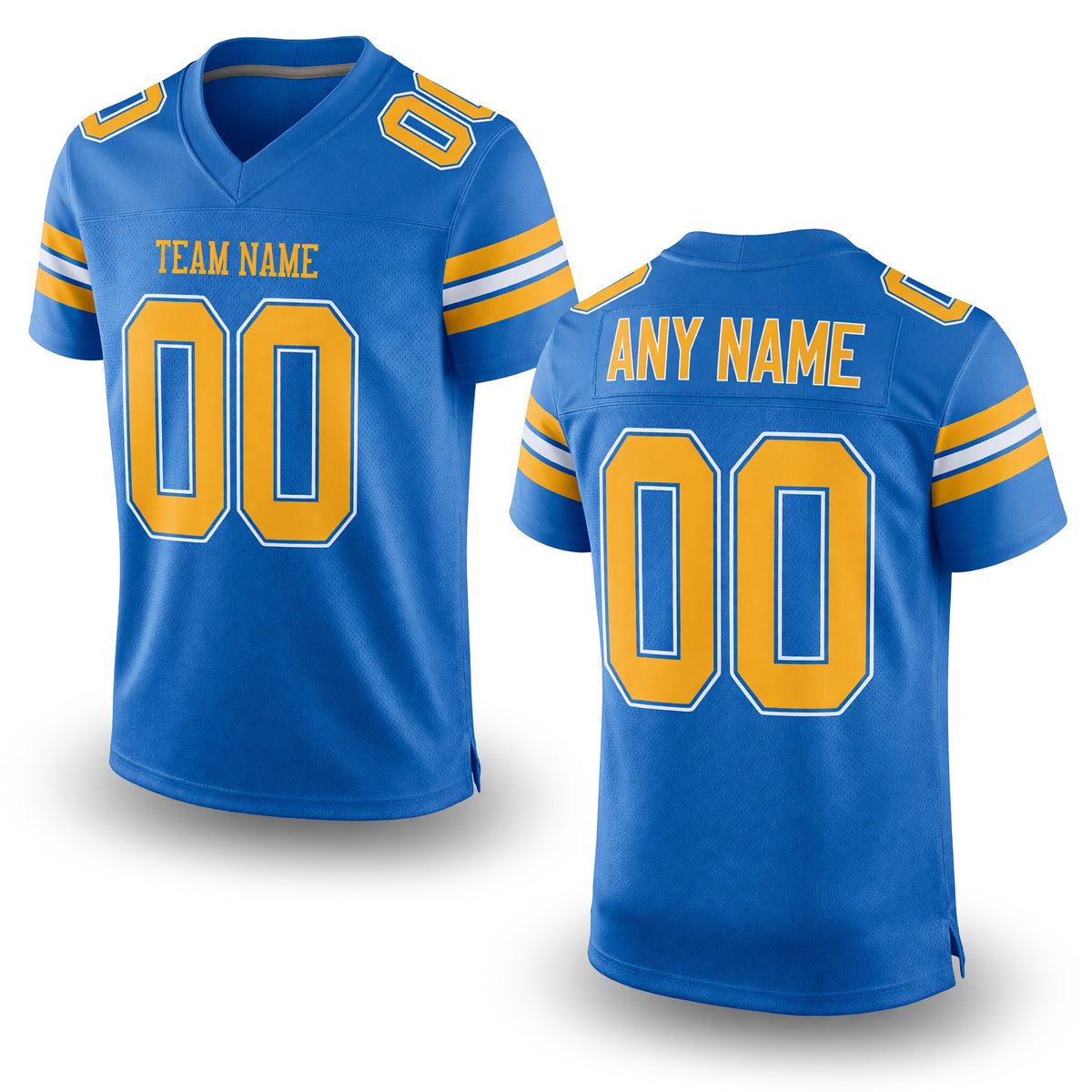 Custom Powder Blue Gold-White Mesh Authentic Football Jersey