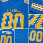 Custom Powder Blue Gold-White Mesh Authentic Football Jersey detail